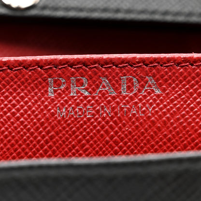 Prada Saffiano Bi-Color Wallet On Chain Black Fuoco 8 of 9