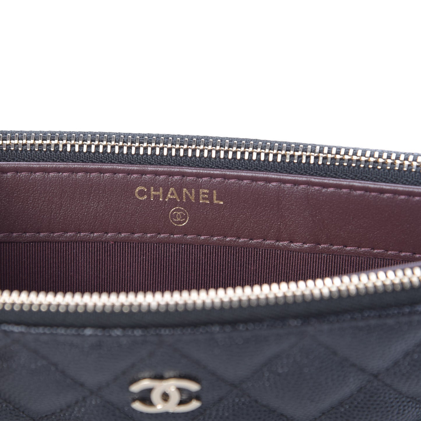 Caviar Quilted Small Clutch With Chain Black