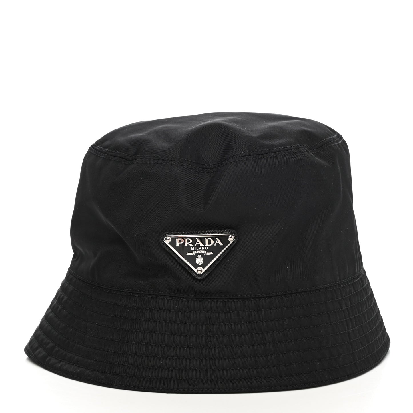 Re-Nylon Metal Triangle Logo Mens Bucket Hat M Black