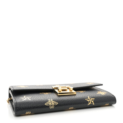 Gucci Grained Calfskin Bee Star Continental Chain Wallet Black 4 of 11