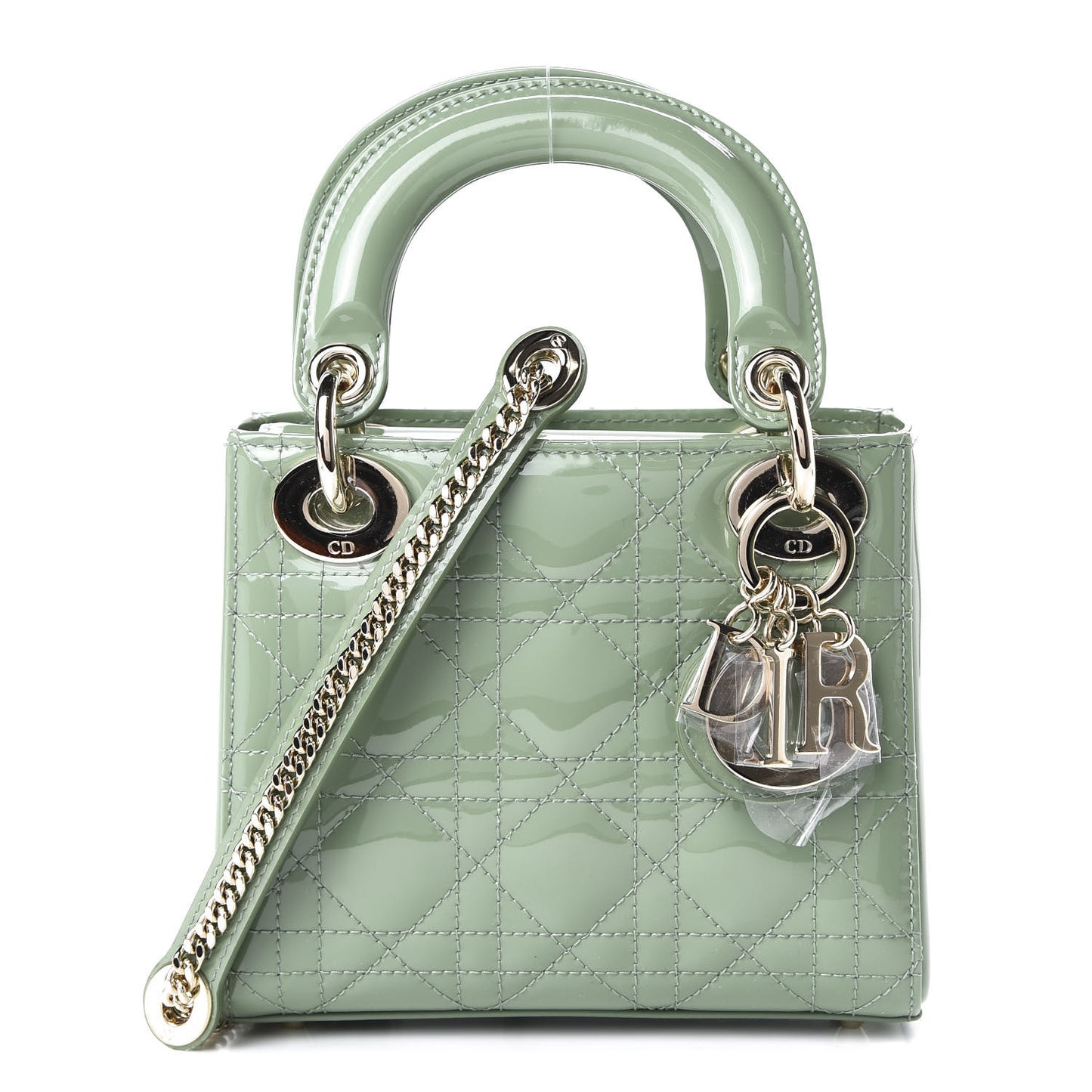 Patent Cannage Mini Lady Dior Mint Green