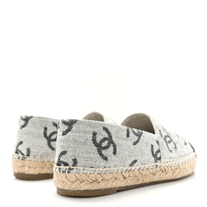 Chanel Cotton Jacquard Grosgrain CC Print Espadrilles 40 Grey Black 6 of 11