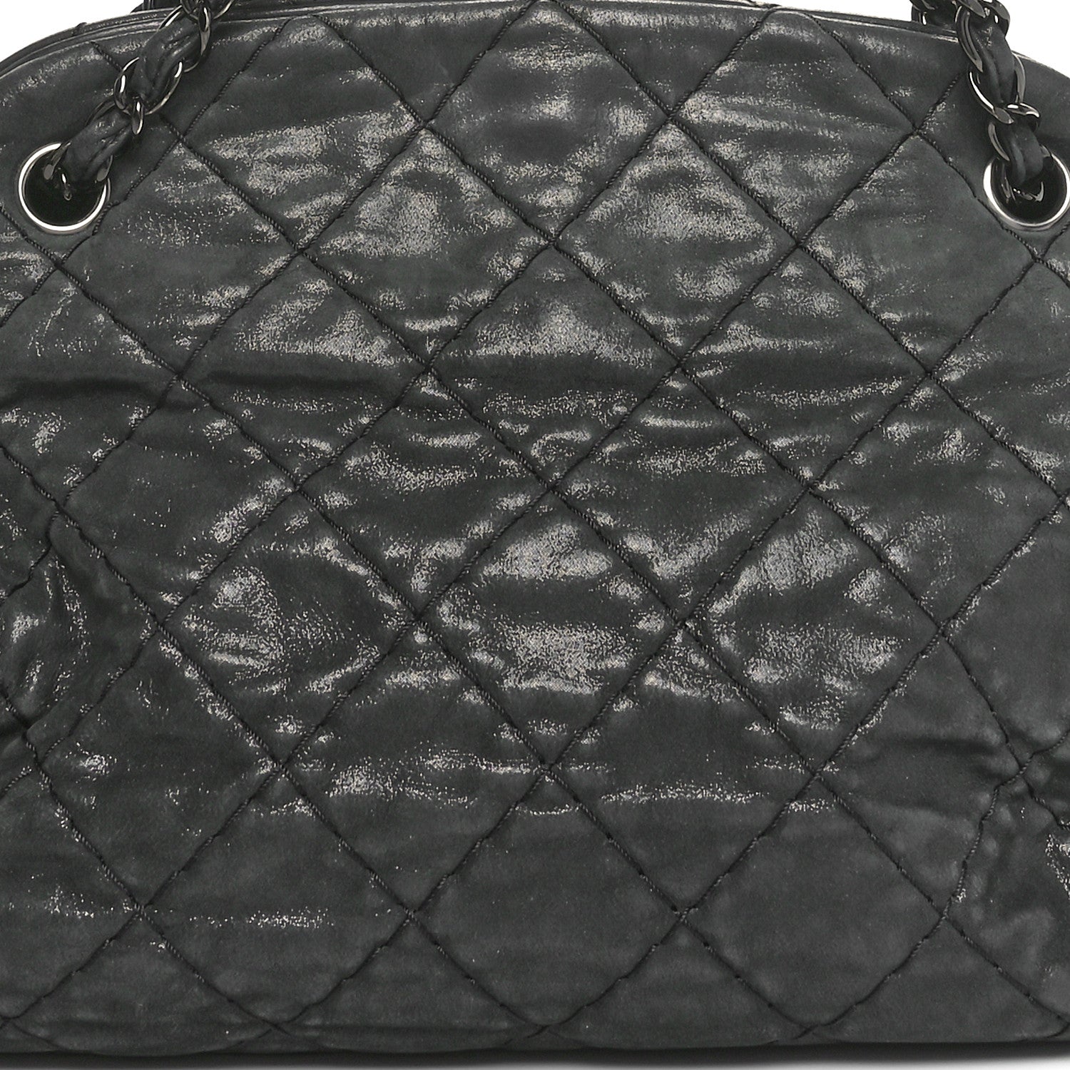 Chanel Iridescent Calfskin Large Just Mademoiselle Bowling Bag Black 8 of 11