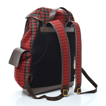 Gucci Cotton Wool Houndstooth Interlocking G Backpack Red Green New Acero 3 of 8