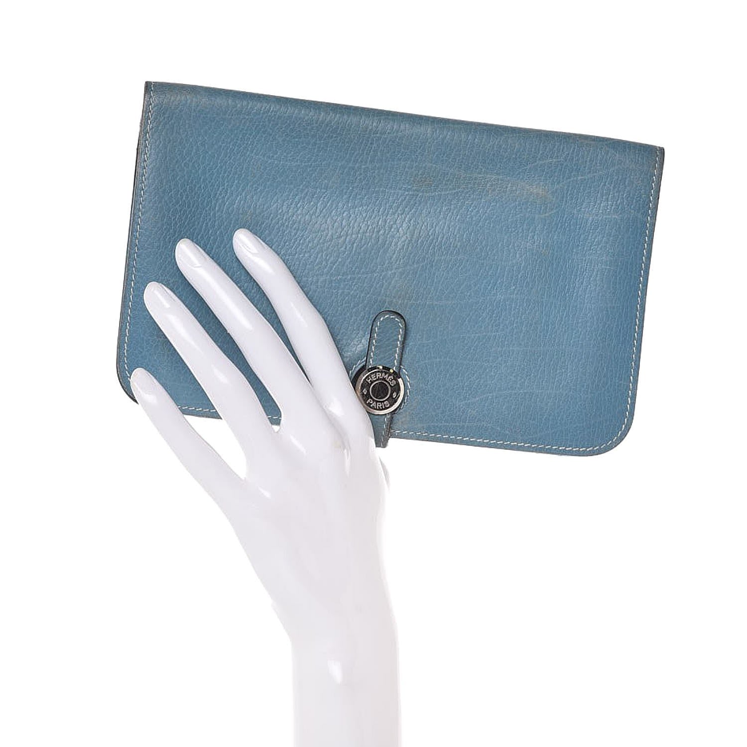 Hermes Togo Dogon Duo Wallet Blue Jean 2 of 11
