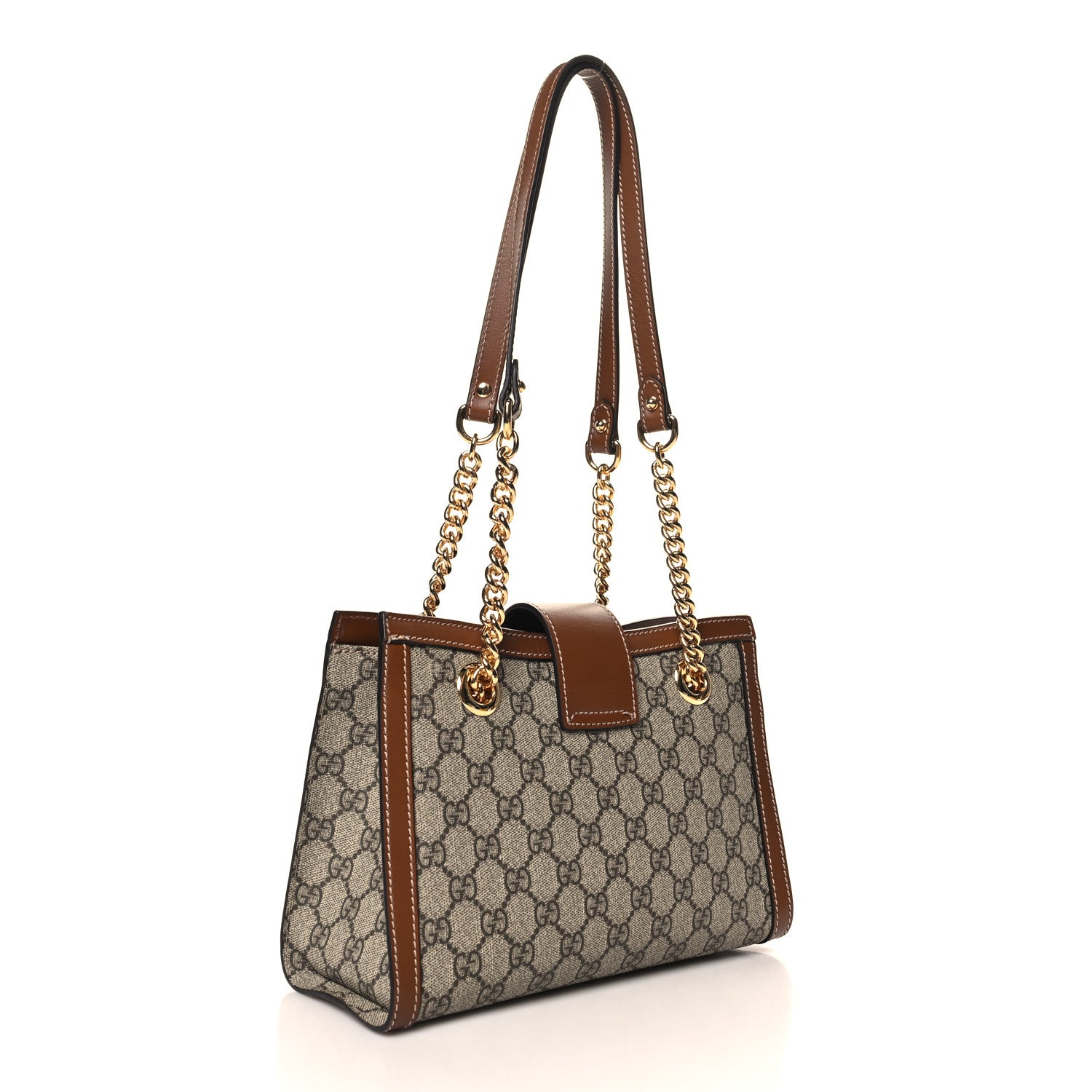 Gucci GG Supreme Monogram Calfskin Small Padlock Tote  Beige Ebony Tuscany 3 of 12