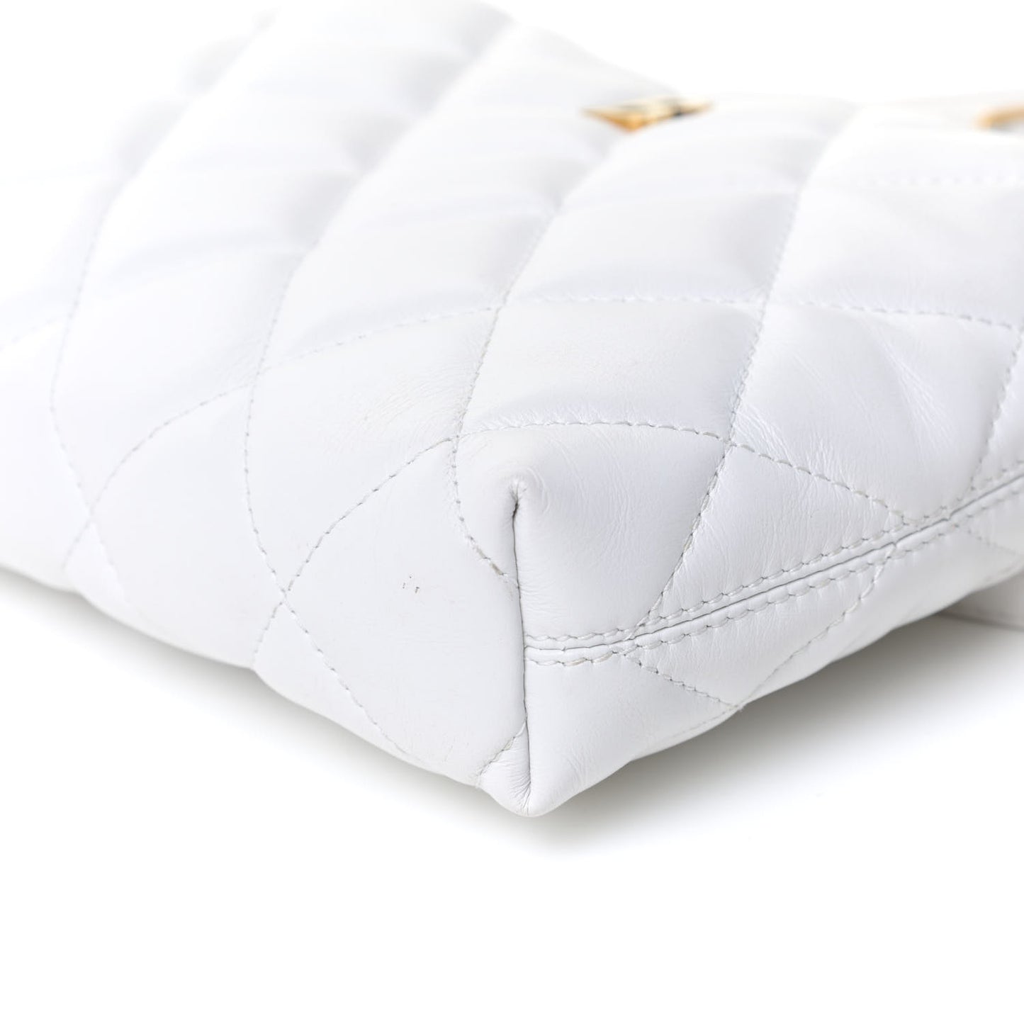Nappa Calfskin Quilted Touch B Camera Shoulder Bag White