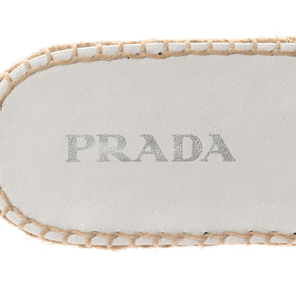 Prada Nappa Logo Quilted Espadrille 20mm Slide Sandals 38 Bianco 8 of 13