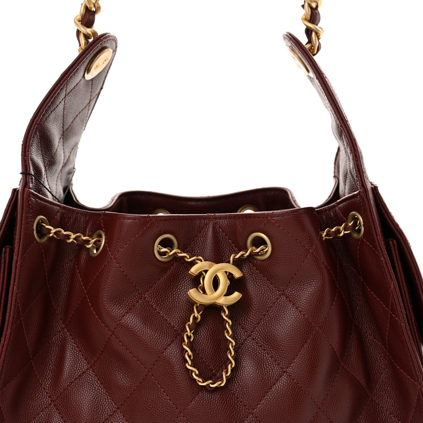 Caviar Quilted Small Chanel 25 Handbag Burgundy