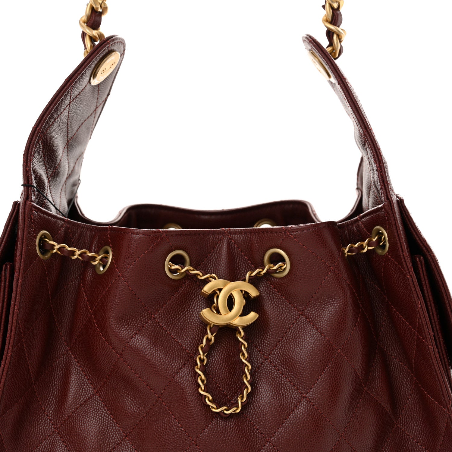 Chanel Caviar Quilted Small Chanel 25 Handbag Burgundy 8 of 10