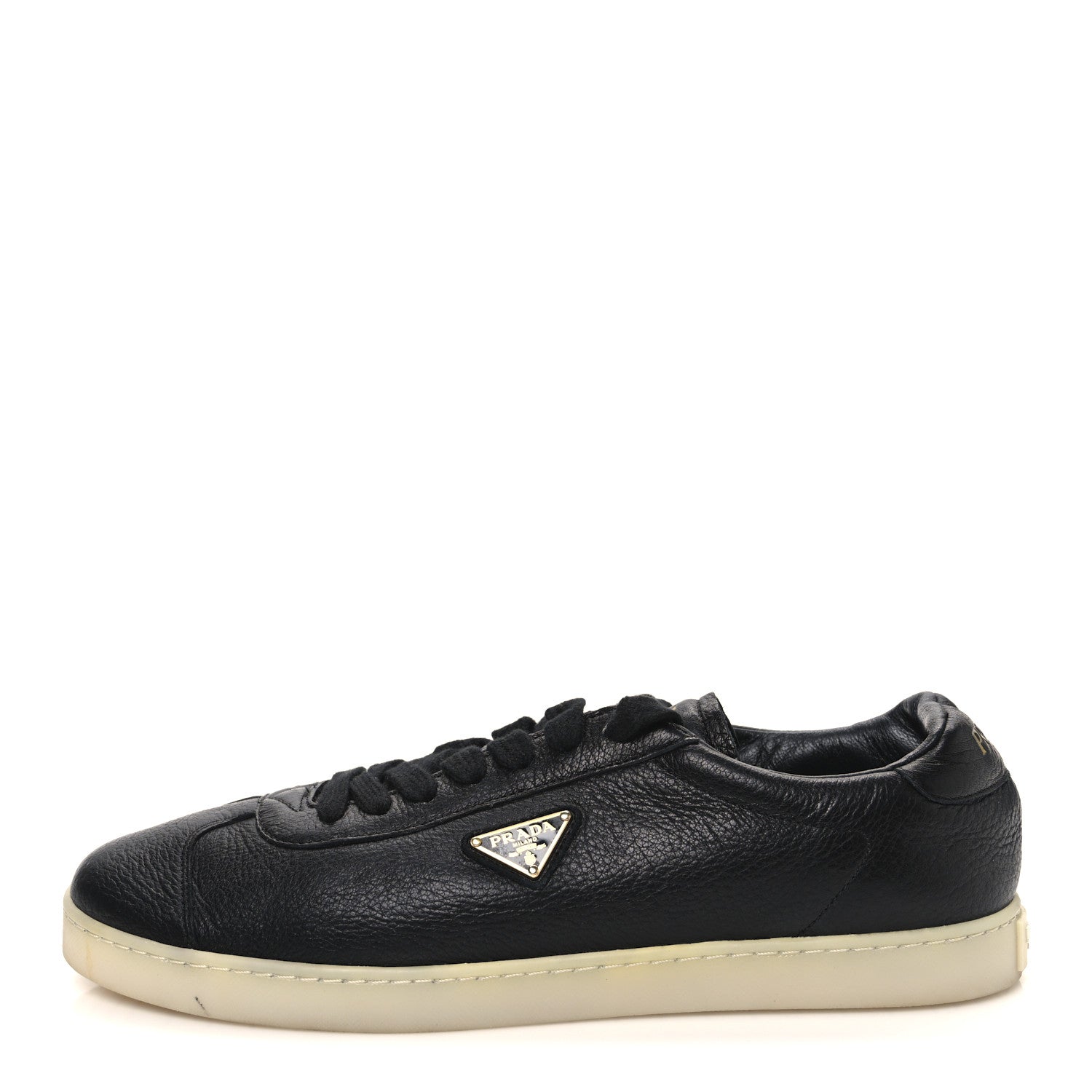 Prada Deerskin Triangle Logo Mens Low Top Lane Sneakers 9.5 Black 1 of 9