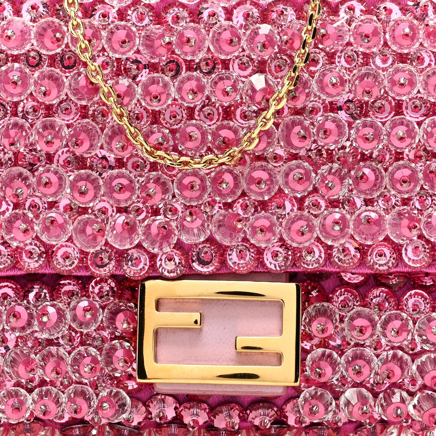 Fendi Satin Crystal Beaded Nano Baguette Charm Orchidea 8 of 10
