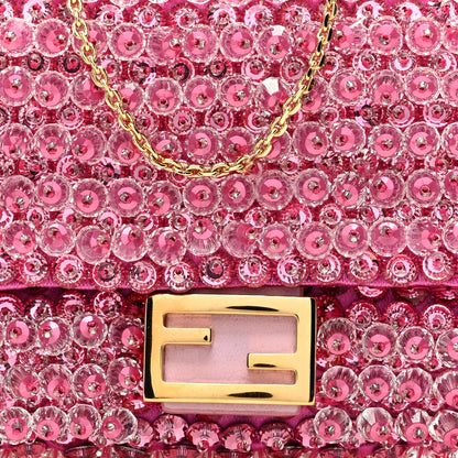 Fendi Satin Crystal Beaded Nano Baguette Charm Orchidea 8 of 10