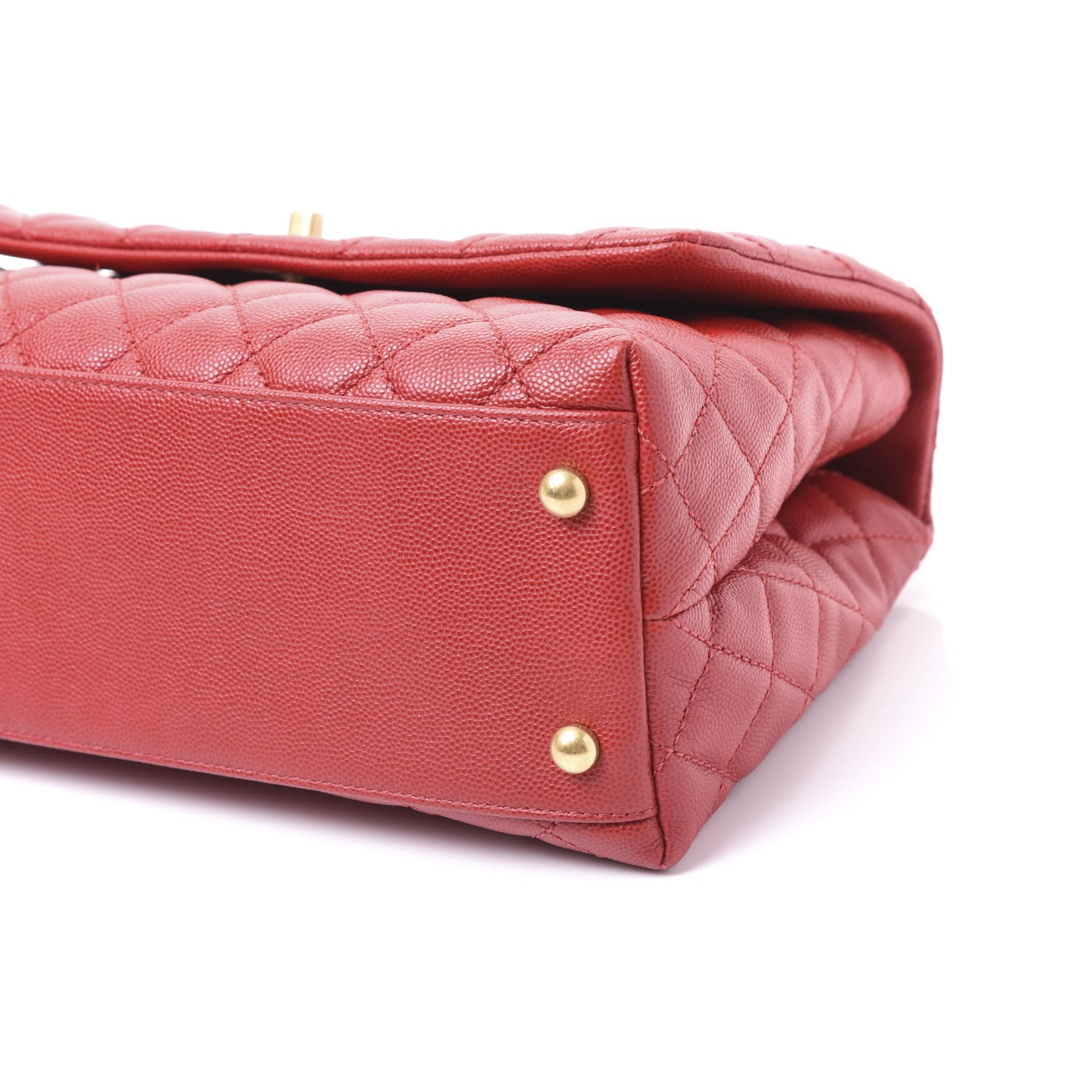Caviar Quilted Small Coco Handle Flap Red