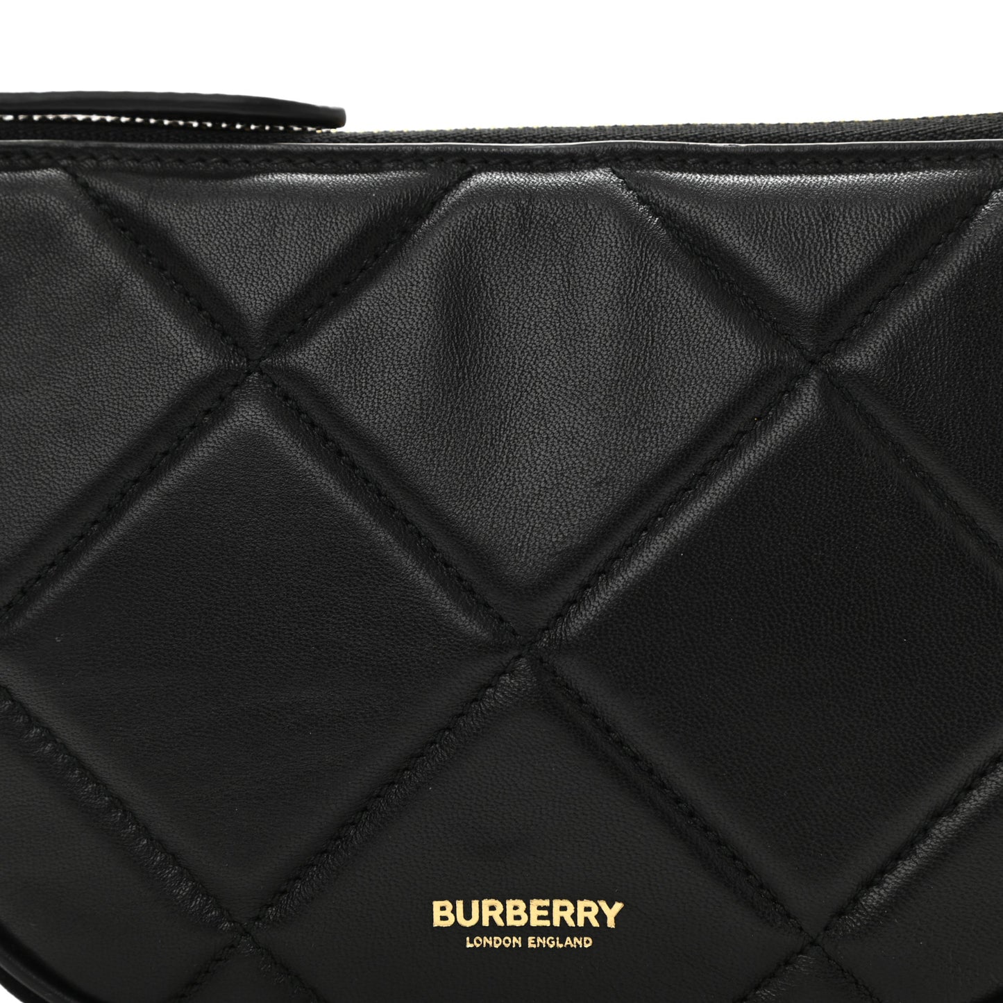 Smooth Calfskin Argyle Quilted Olympia Pouch Black