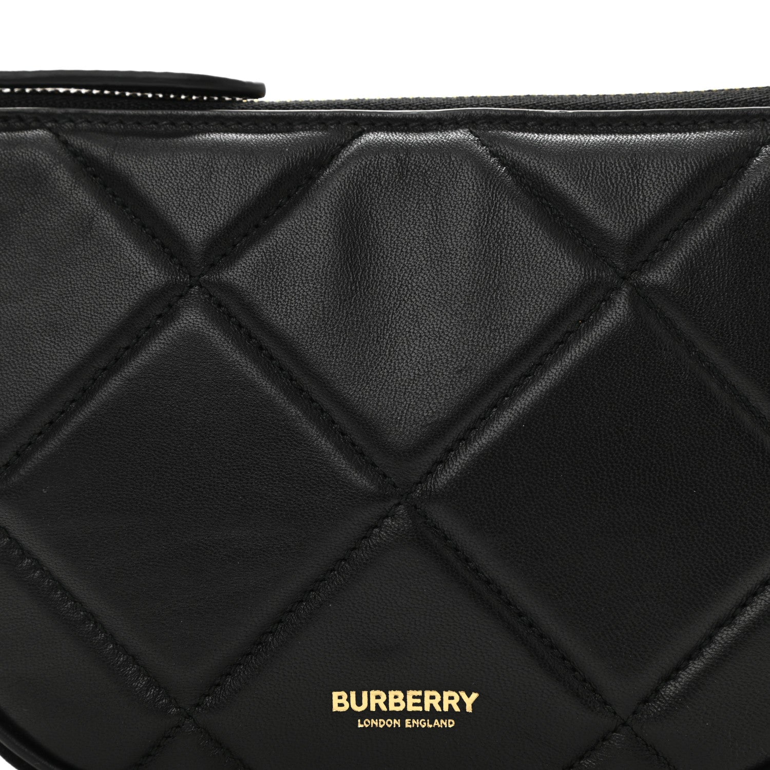 Burberry Smooth Calfskin Argyle Quilted Olympia Pouch Black 9 of 11
