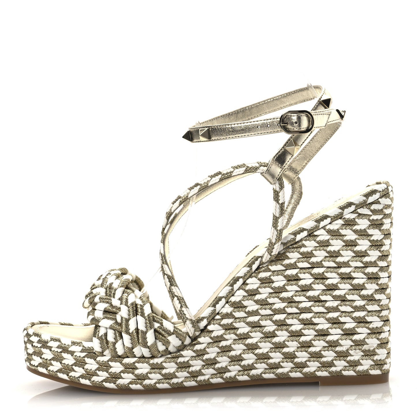 Metallic Laminated Nappa Espadrille 25/90mm Slide 40 White Platino