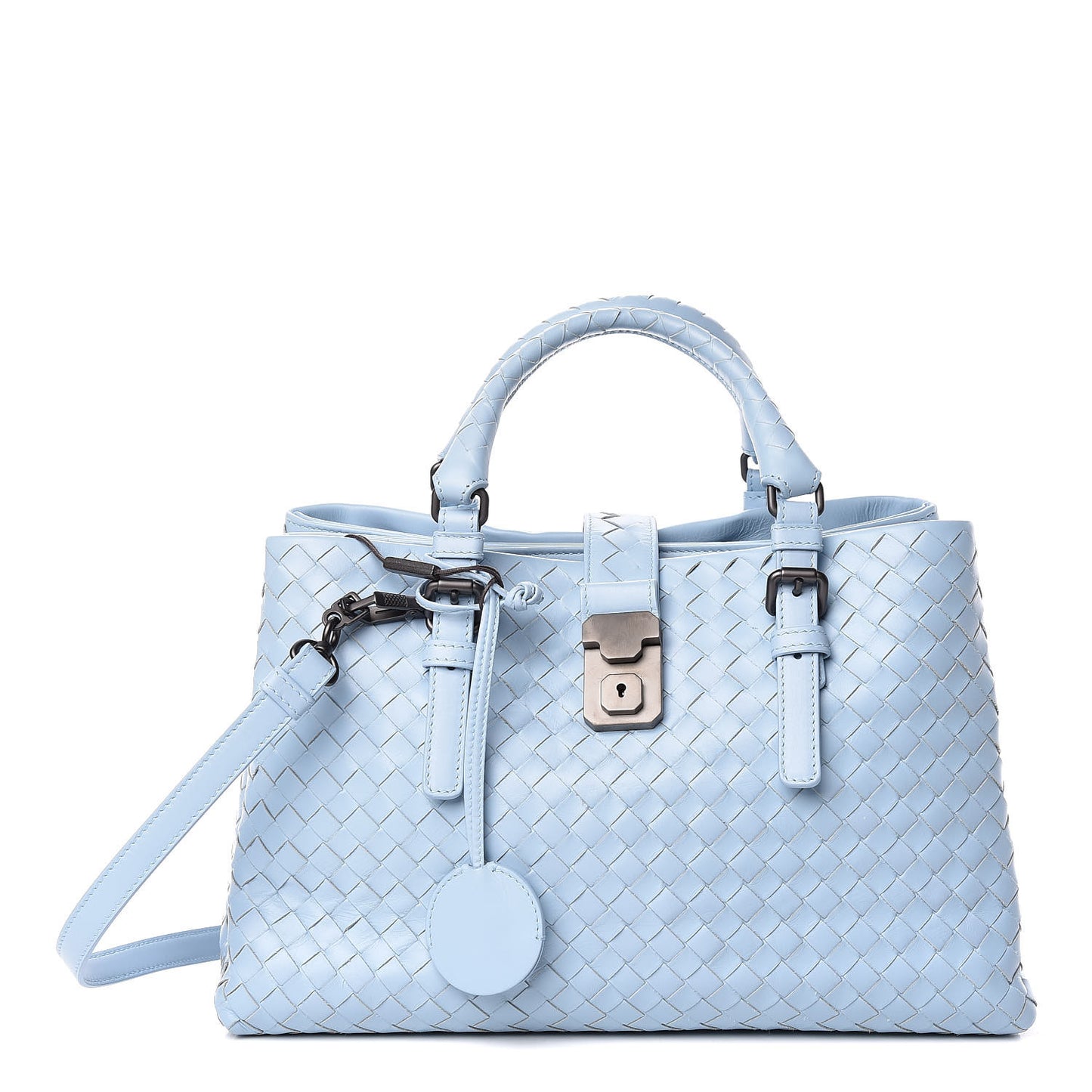 Light Calf Intrecciato Small Roma Topazio