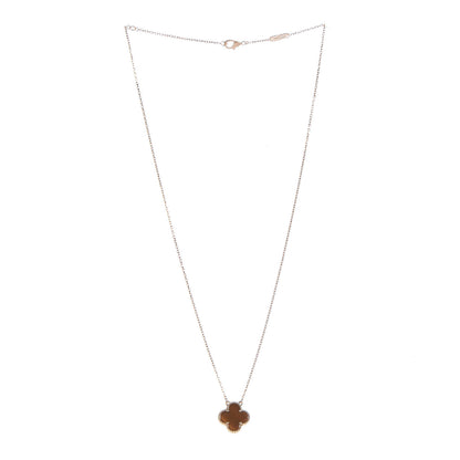 Van Cleef & Arpels 18K Yellow Gold Tiger Eye Vintage Alhambra Pendant Necklace 3 of 8