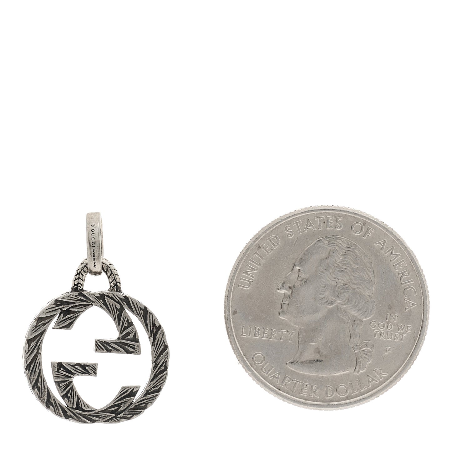 Sterling Silver Textured Interlocking G Pendant