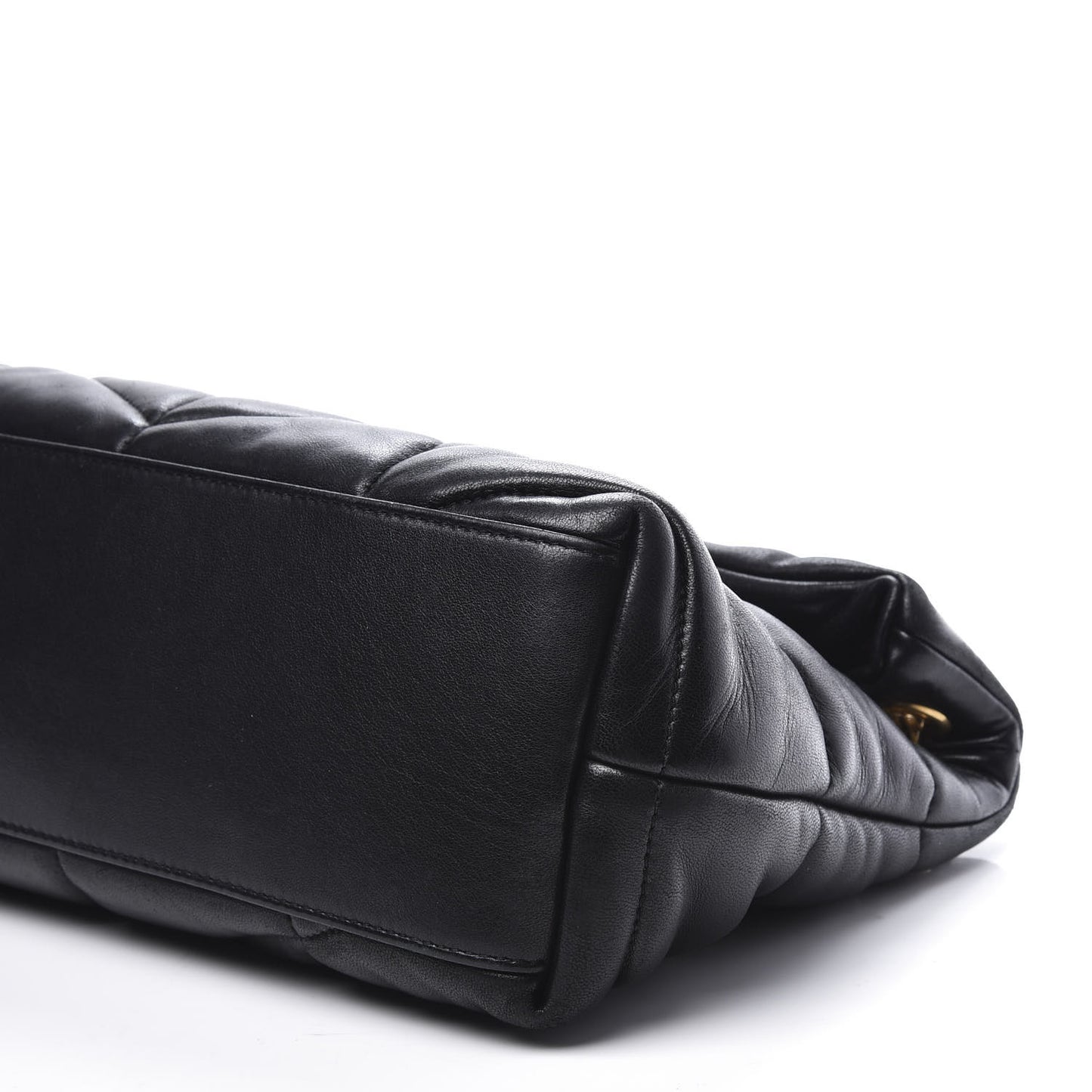 Lambskin Quilted Small Loulou Puffer Monogram Chain Satchel Black