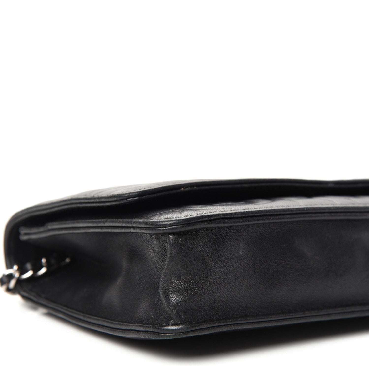Chanel Lambskin Camellia Embossed Wallet on Chain WOC Black 8 of 10