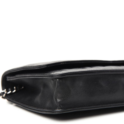 Chanel Lambskin Camellia Embossed Wallet on Chain WOC Black 8 of 10