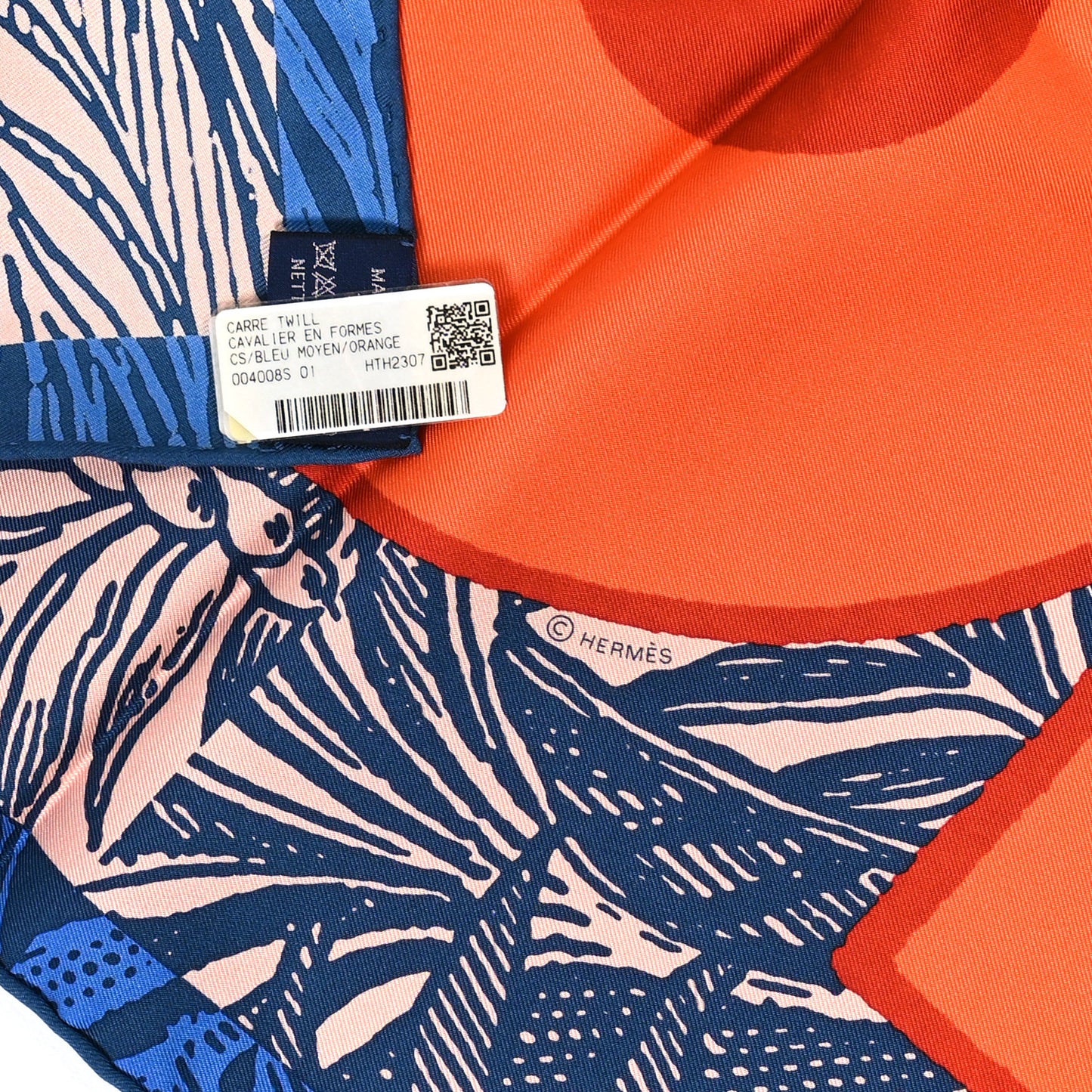 Silk Cavaliere En Formes Scarf 90 Bleu Moyen Orange