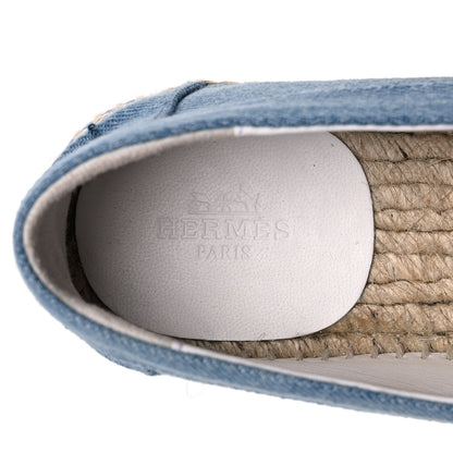 Hermes Denim Canvas Womens Trip Espadrilles 37 Bleu Clair 7 of 12
