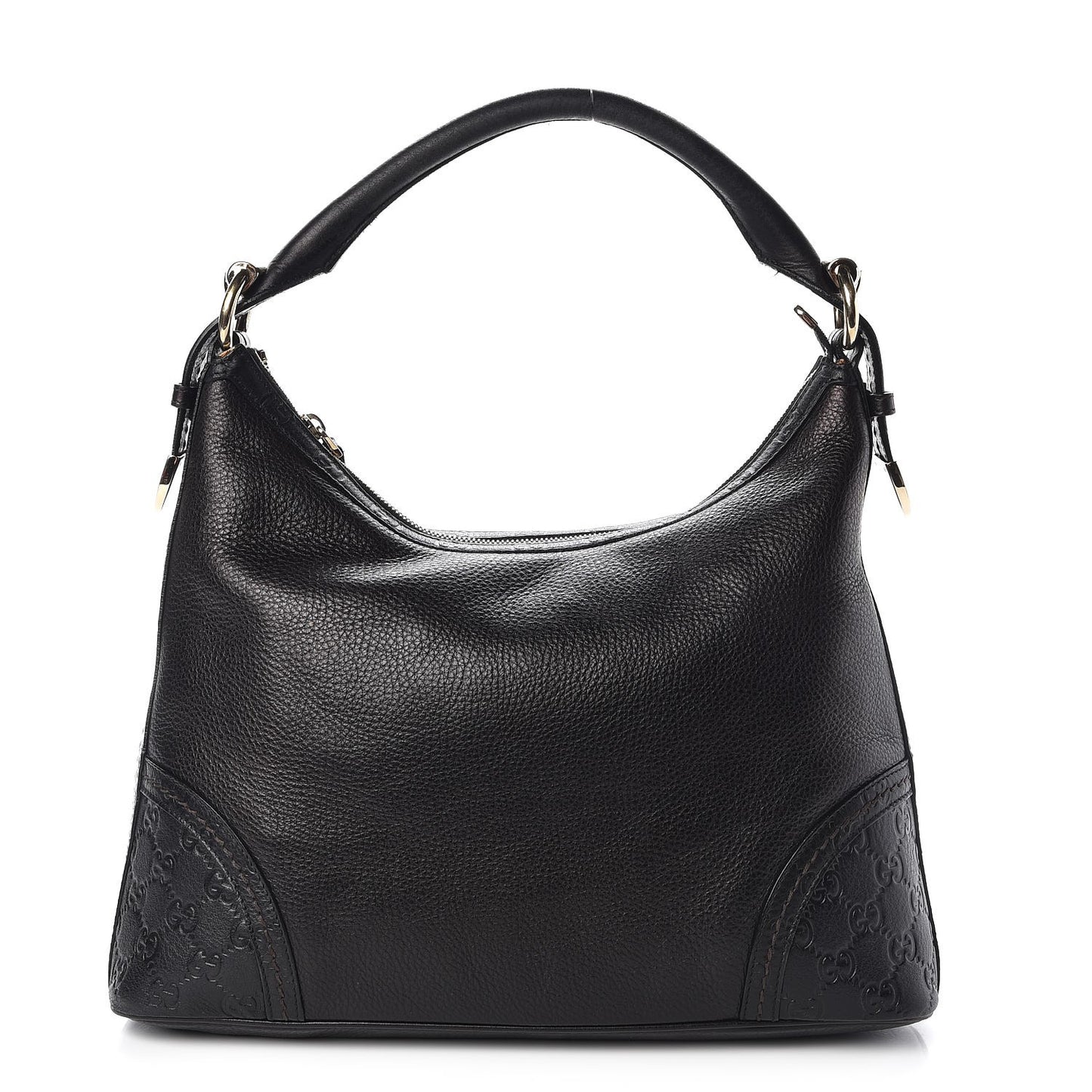 Pebbled Calfskin Guccissima Trim Medium Signoria Hobo Black