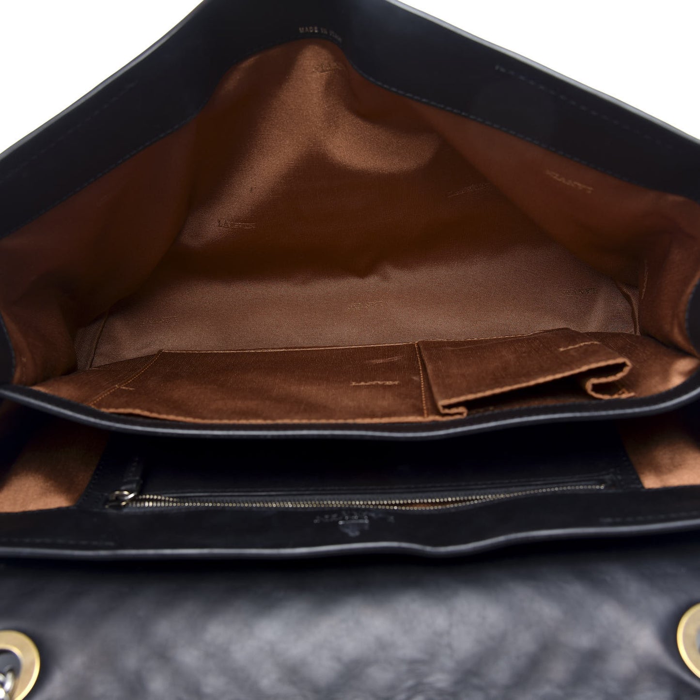 Hammered Calfskin Large Happy Edgy Shoulder Bag Black