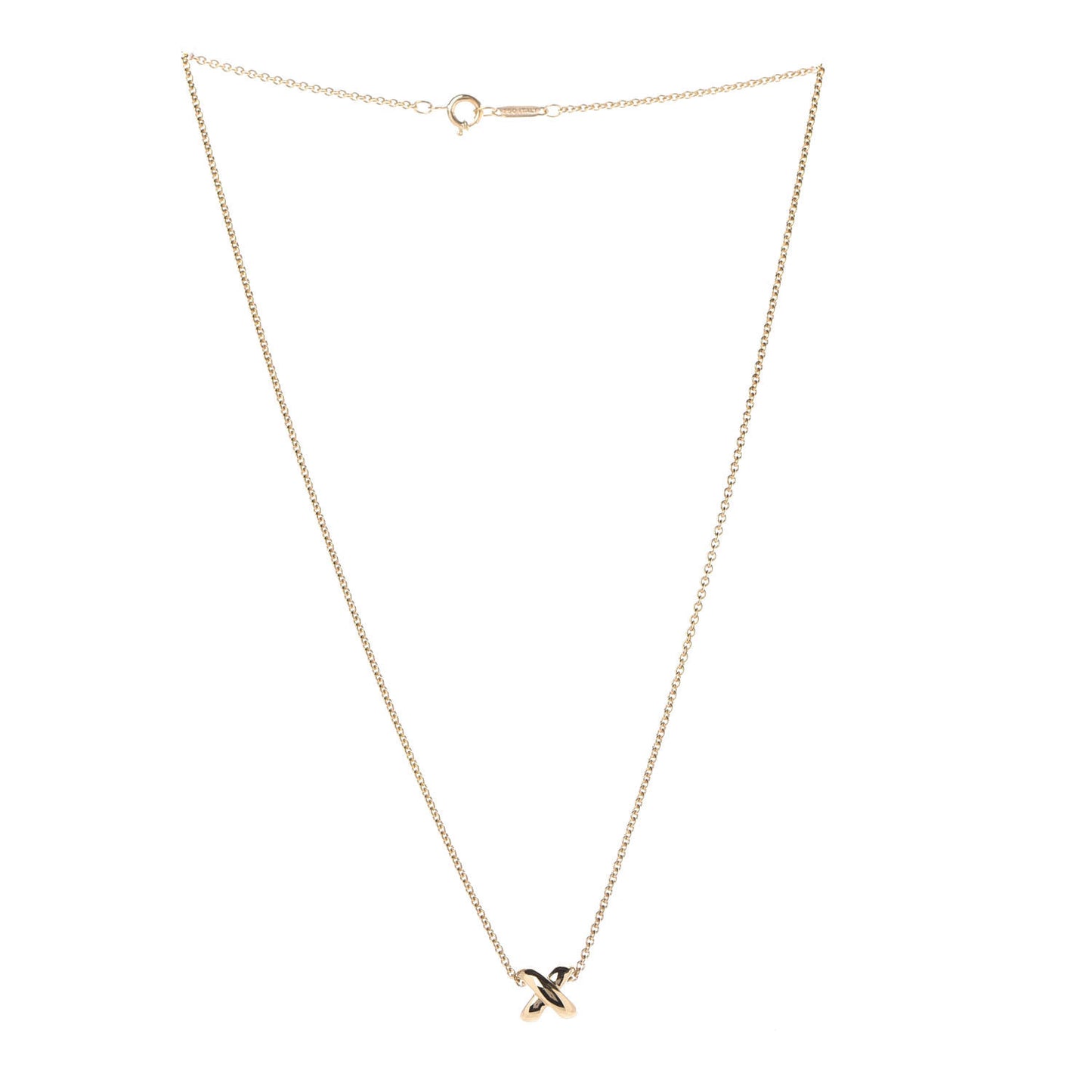 18K Yellow Gold X Pendant Necklace
