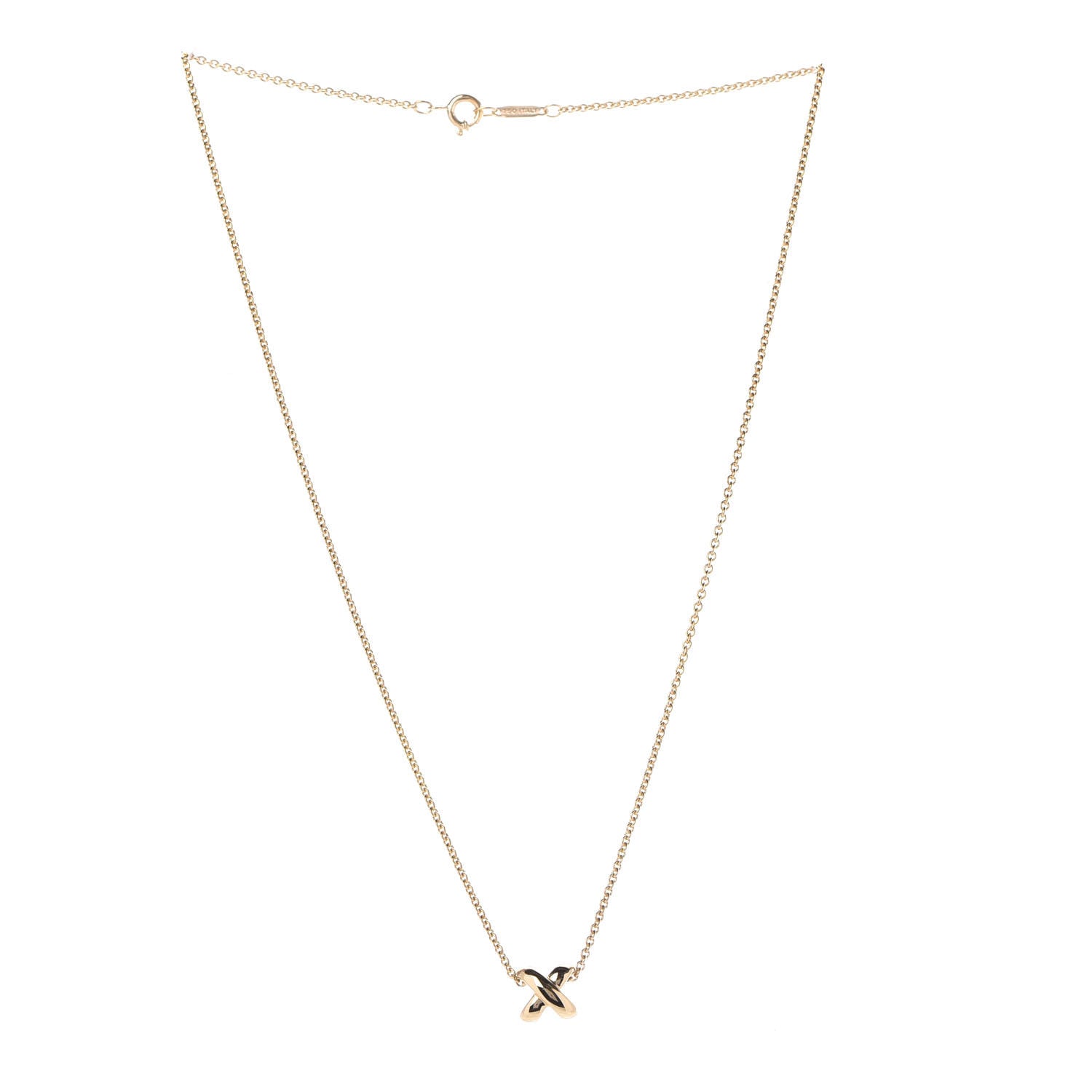 Tiffany 18K Yellow Gold X Pendant Necklace 3 of 5