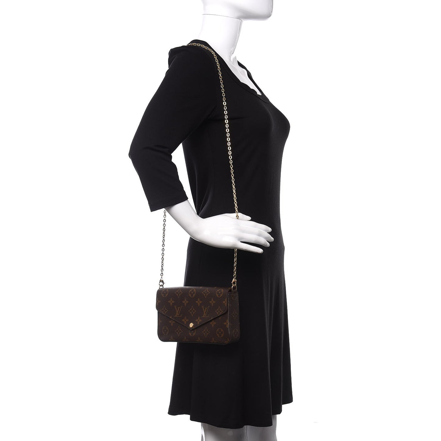 Monogram Pochette Felicie Chain Wallet Fuchsia