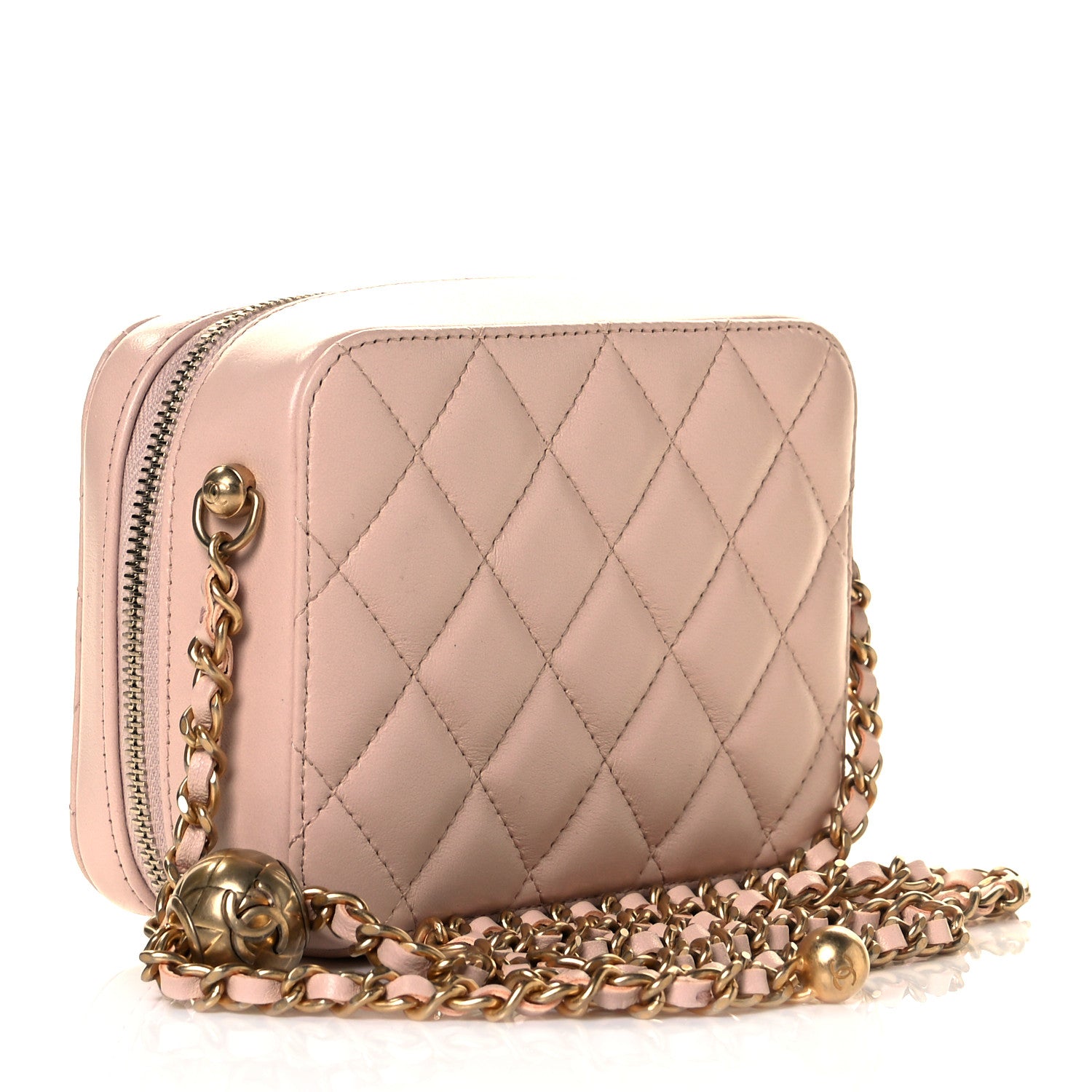 Chanel Lambskin Quilted CC Pearl Crush Camera Case Light Beige 2 of 7