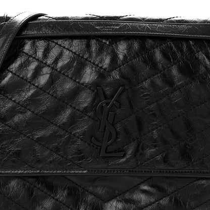 Saint Laurent Crinkled Calfskin Matelasse Monogram Large Niki Chain Satchel Black 8 of 10