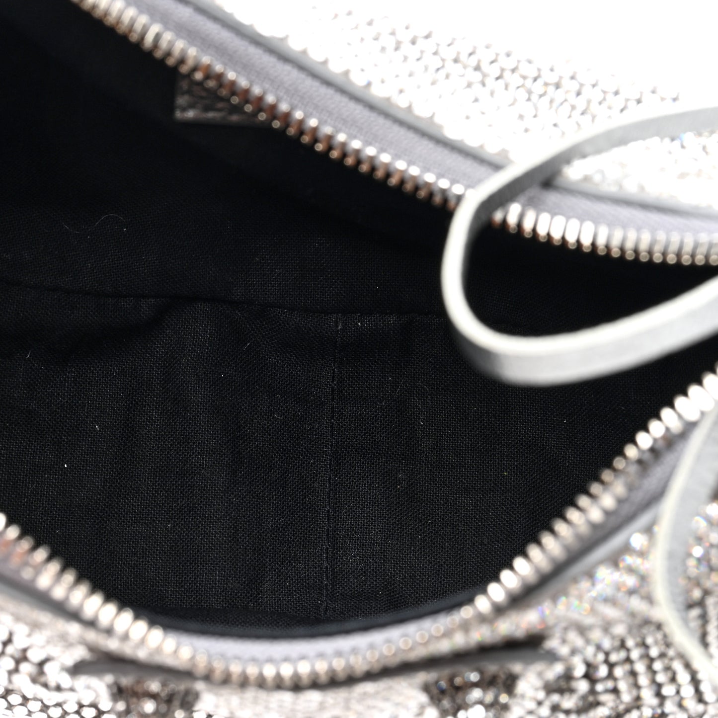 Rhinestone Encrusted Le Cagole Shoulder Bag XS Silver