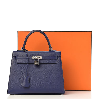 Hermes Epsom Kelly Sellier 25 Bleu Encre 10 of 10