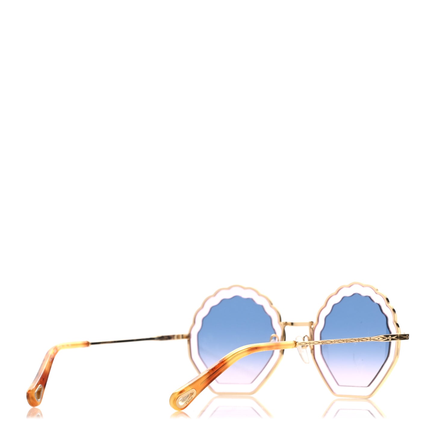 Scalloped Sunglasses CE147S Gold Blue Pink