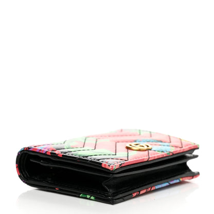 Gucci X KEN SCOTT Calfskin Matelasse Floral Print GG Marmont Card Case Wallet Black 4 of 12