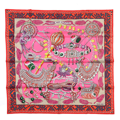 Hermes Silk Zenobie Reine De Palmyre Scarf 90 Rose Vif Orange Mastic 1 of 6