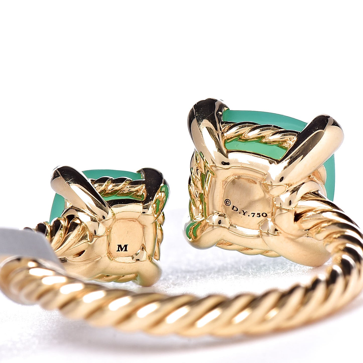 18K Yellow Gold Diamond Chrysoprase Chatelaine Bypass Ring 54 7