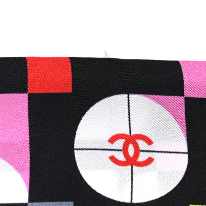 Chanel Silk Logo Slim Bandeau Scarf Black 5 of 5