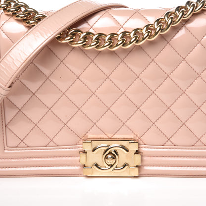 Chanel Patent Calfskin Quilted Medium Boy Flap Light Pink 8 of 15