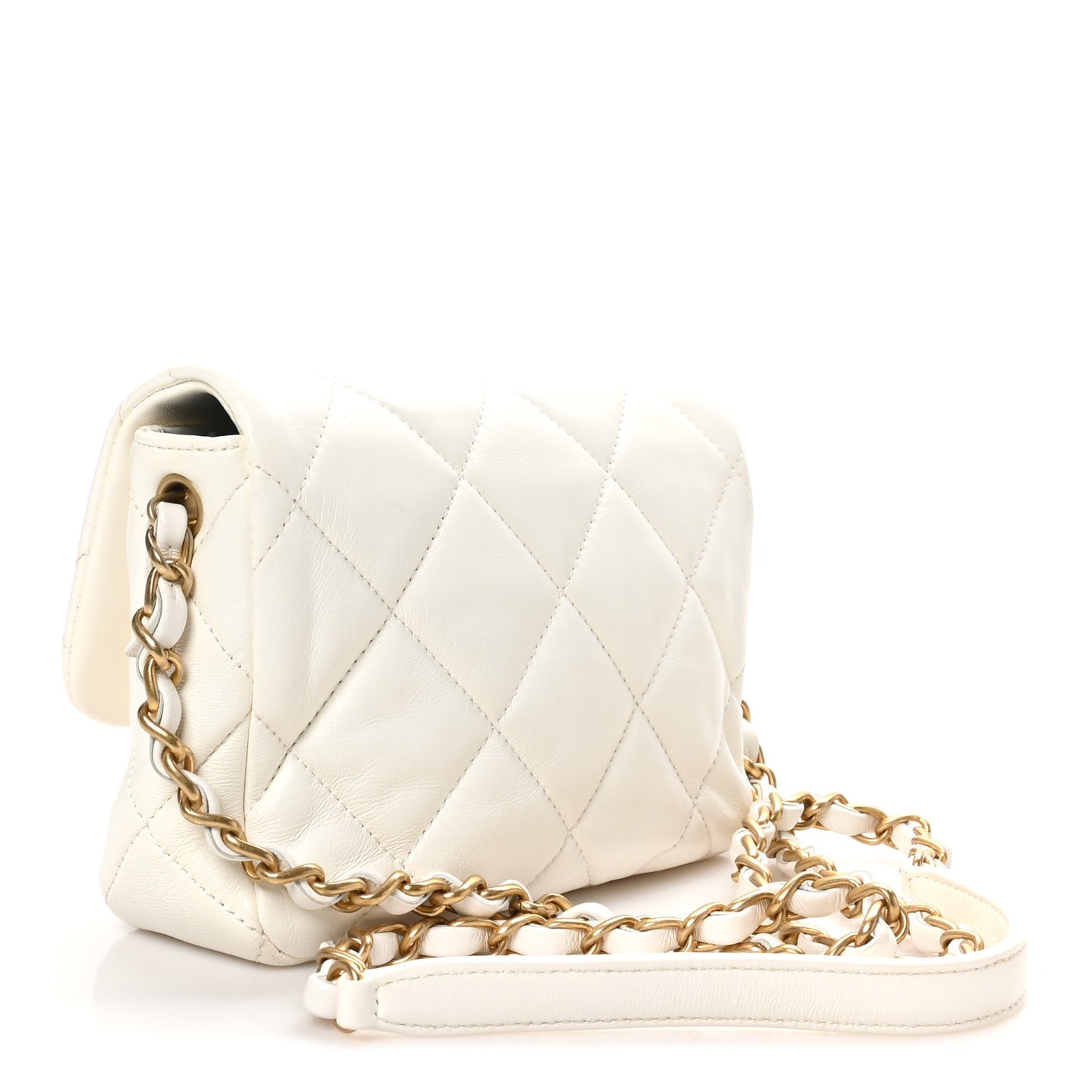 Lambskin Plexiglass Quilted Coco Love Mini Flap White