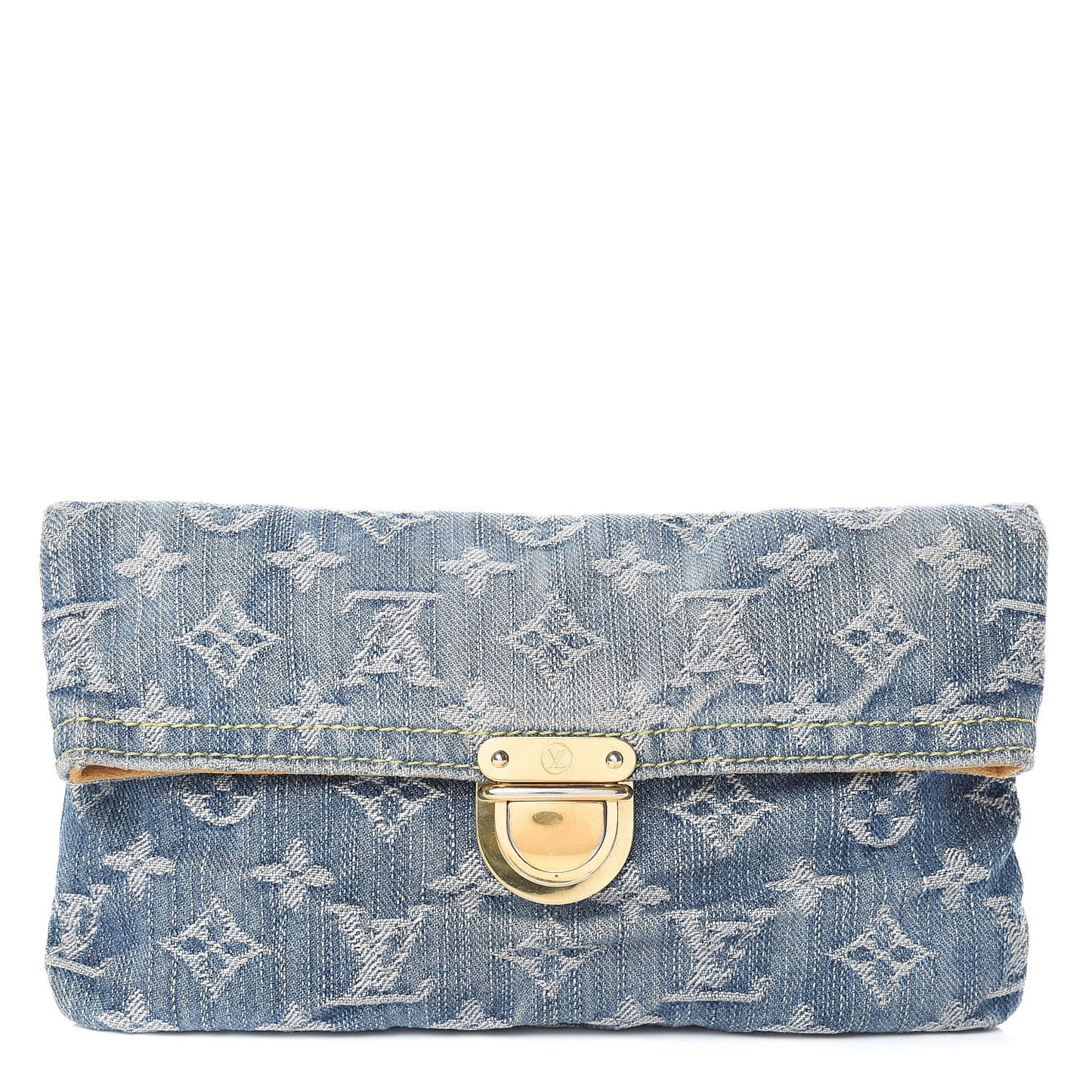 Monogram Denim Pochette Plat Clutch Blue