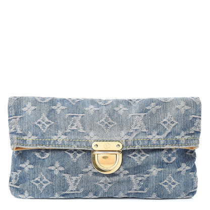 Louis Vuitton Monogram Denim Pochette Plat Clutch Blue 1 of 7