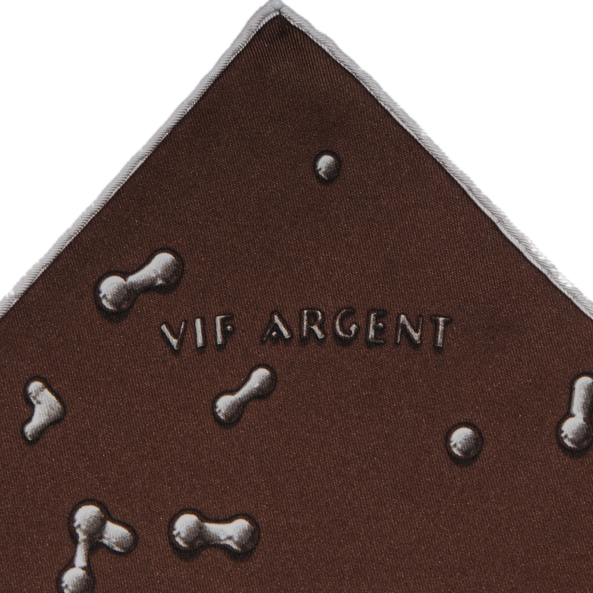 Hermes Silk Vif Argent Pocket Square Chocolate 3 of 5