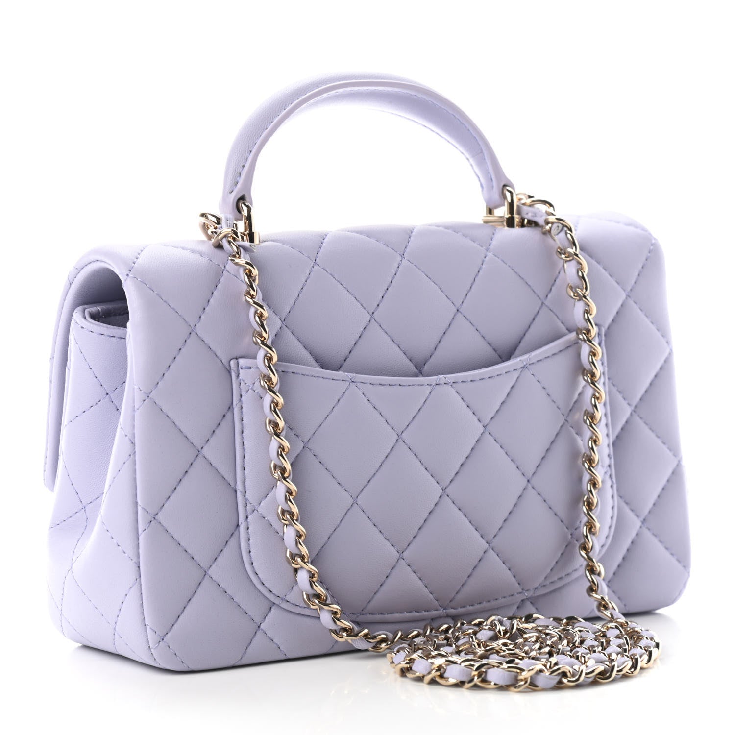 Chanel Lambskin Quilted Mini Top Handle Rectangular Flap Light Purple 2 of 8