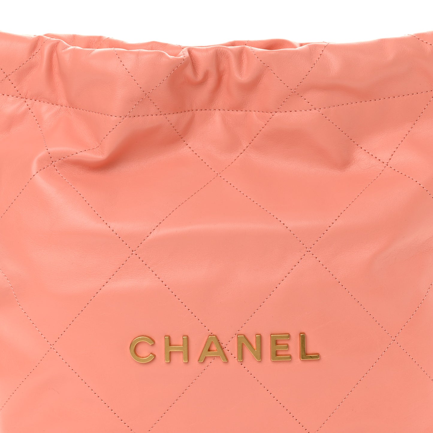 Shiny Calfskin Quilted Small Chanel 22 Coral Pink